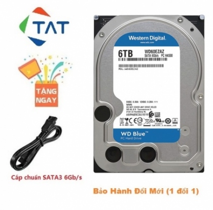 Ổ Cứng HDD Western Caviar Blue 6TB 3.5"inch WD SATA 6.0Gb/s (Phiên bản 2021) Bh 24 tháng